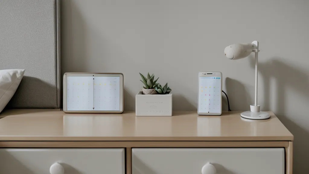 Un smartphone affichant un graphique de progression sur une table de nuit.